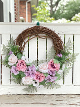 Load image into Gallery viewer, Pastel Rose & Hydrangea Wreath