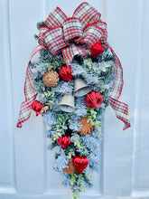 Load image into Gallery viewer, Red & White Tartan Christmas Swag