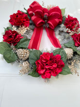 Load image into Gallery viewer, Red Velvet Hydrangea Winter Holiday Wreath