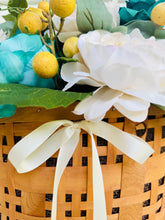 Load image into Gallery viewer, Teal &amp; White Peony Basket
