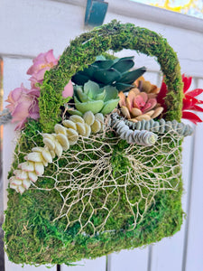 Succulent & Moss Purse