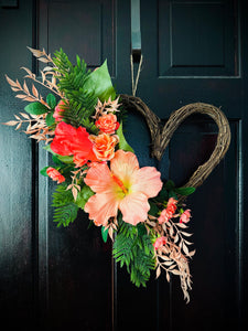 Peach Hibiscus Heart