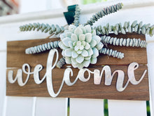 Load image into Gallery viewer, White Succulent Welcome Sign
