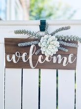 Load image into Gallery viewer, White Succulent Welcome Sign
