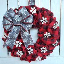 Load image into Gallery viewer, Snowflakes on Buffalo Plaid
