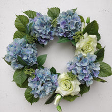 Load image into Gallery viewer, Hydrangea &amp; Mint Rose Wreath
