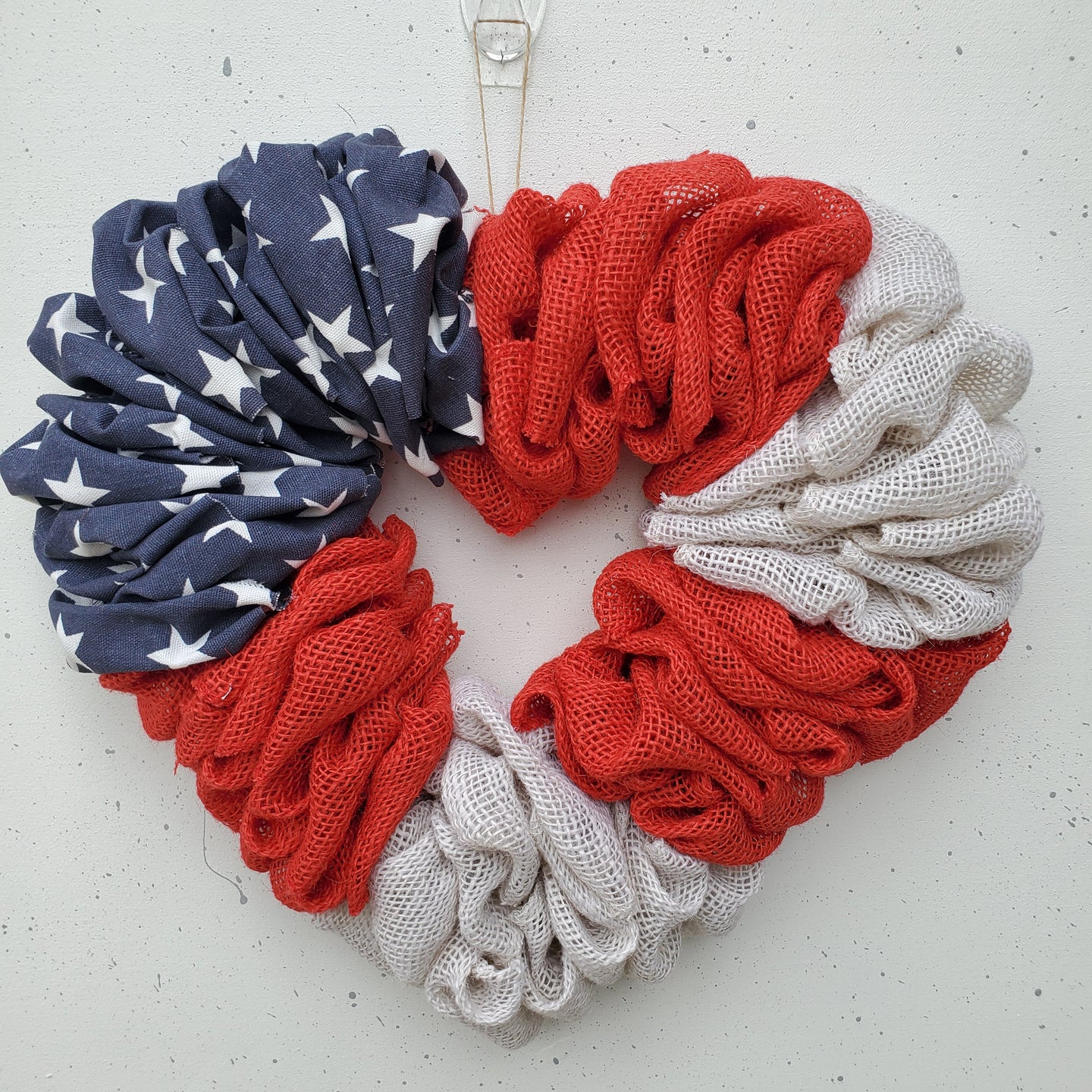 Red, White, & Blue Patriotic Burlap Heart