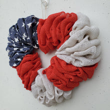 Load image into Gallery viewer, Red, White, &amp; Blue Patriotic Burlap Heart
