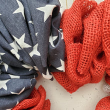 Load image into Gallery viewer, Red, White, &amp; Blue Patriotic Burlap Heart
