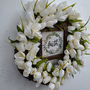 White Tulip Faith Wreath