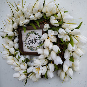 White Tulip Faith Wreath