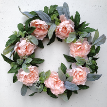 Load image into Gallery viewer, Peony &amp; Greenery Wreath

