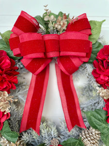 Red Velvet Hydrangea Winter Holiday Wreath