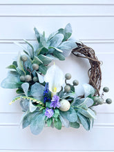 Load image into Gallery viewer, Calla Lily &amp; Lamb’s Ear Mini Wreath
