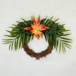 Orange Fire Echeveria & Palms Wreath