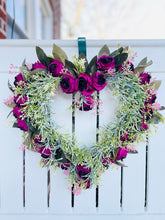 Load image into Gallery viewer, Purple Mini Rose &amp; Grass Heart
