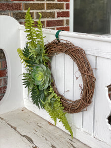 Green Giant Echeveria & Palm Wreath
