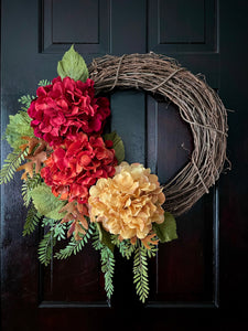 Hydrangea & Fern Fall Wreath