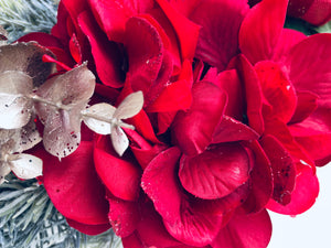 Red Velvet Hydrangea Winter Holiday Wreath