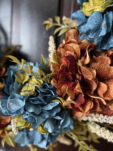Blue & Brown Hydrangea Fall Wreath