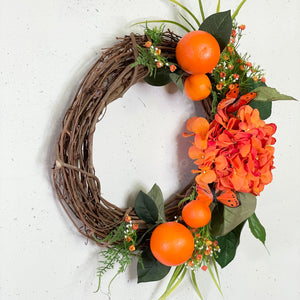 Orange & Hydrangea Wreath