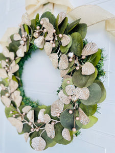 Champagne Eucalyptus on Pine Winter Holiday Wreath