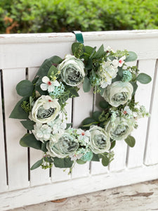 Pale Green Cabbage Rose Wreath