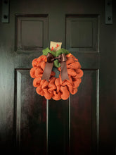 Load image into Gallery viewer, Orange Burlap Mini Pumpkin Fall Wreath (3 available!)
