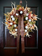 Load image into Gallery viewer, Fall Cottonball Wreath
