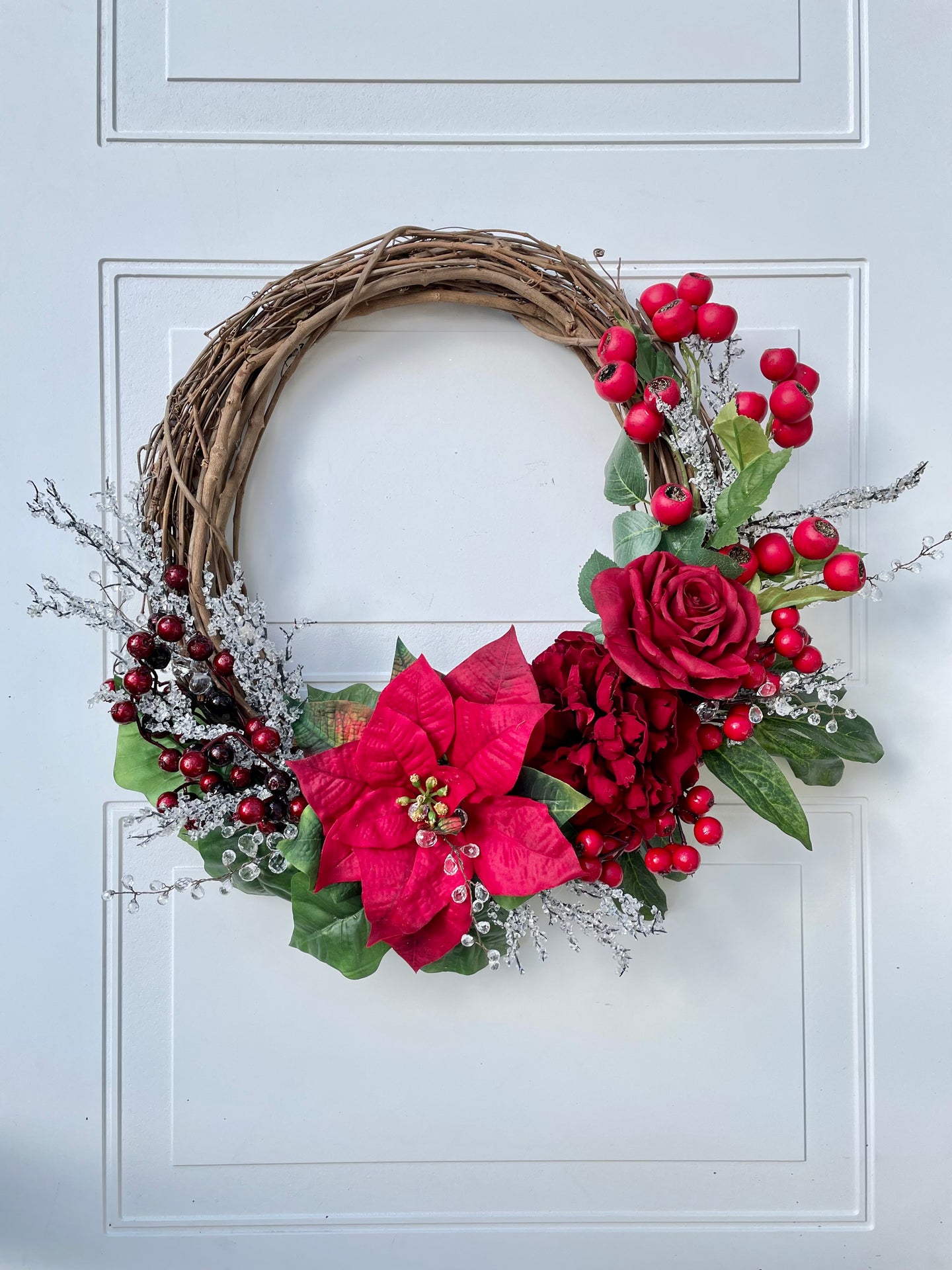 Red & Ice Winter Holiday Wreath