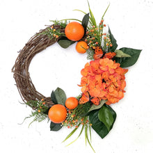 Load image into Gallery viewer, Orange &amp; Hydrangea Wreath
