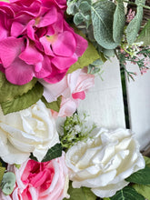 Load image into Gallery viewer, Rose, Hydrangea &amp; Eucalyptus Wreath
