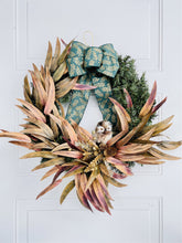Load image into Gallery viewer, Copper Leaf &amp; Owl on Pine Winter Holiday Wreath
