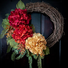 Load image into Gallery viewer, Hydrangea &amp; Fern Fall Wreath
