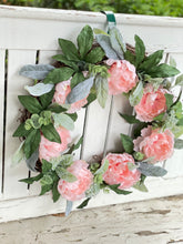 Load image into Gallery viewer, Peony &amp; Greenery Wreath
