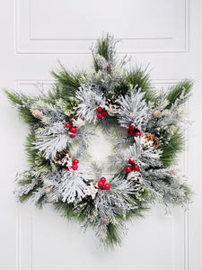 Evergreen Snowflake Winter Wreath