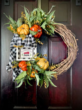 Load image into Gallery viewer, Pumpkin Farm &amp; Eucalyptus Fall Wreath

