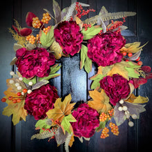 Load image into Gallery viewer, Burgundy Peony Fall Wreath
