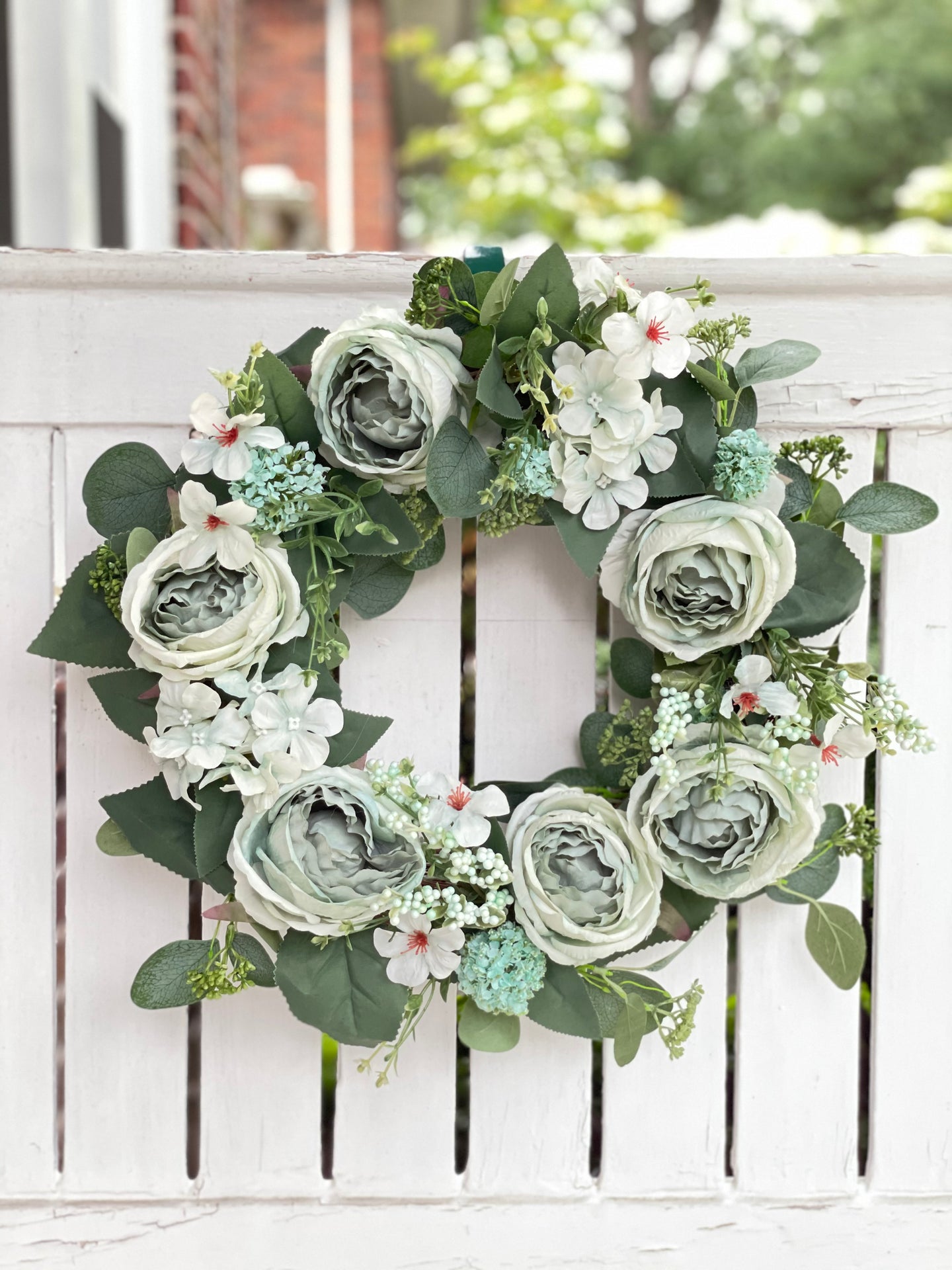 Pale Green Cabbage Rose Wreath