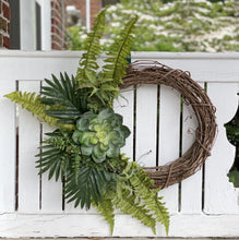 Load image into Gallery viewer, Green Giant Echeveria &amp; Palm Wreath
