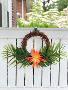 Orange Fire Echeveria & Palms Wreath