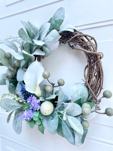 Calla Lily & Lamb’s Ear Mini Wreath