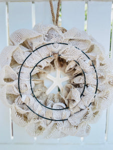 Printed Seashell Burlap Wreath