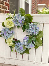 Load image into Gallery viewer, Hydrangea &amp; Mint Rose Wreath
