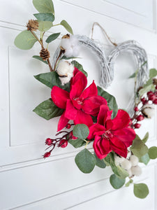 Magnolia Winter Holiday Heart Wreath