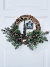 Load image into Gallery viewer, Pine Evergreen Winter Holiday Wreath with Fairy Lights
