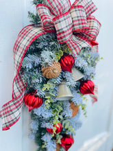 Load image into Gallery viewer, Red &amp; White Tartan Christmas Swag
