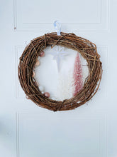 Load image into Gallery viewer, Pink &amp; White Frost Winter Holiday Wreath
