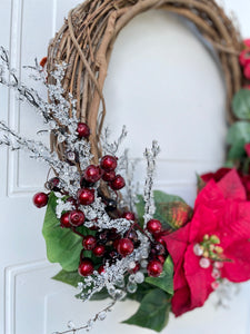 Red & Ice Winter Holiday Wreath