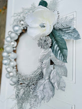 Load image into Gallery viewer, Silver &amp; Pearl Winter Holiday Wreath
